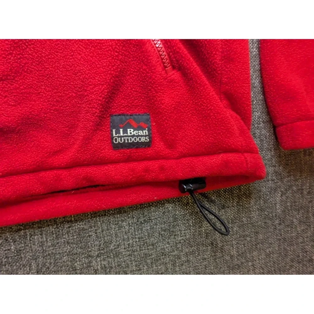 Vintage‎ LL Bean Men's Fleece Medium Jacket Outdoor Red Full-Zip Pockets Hiking
